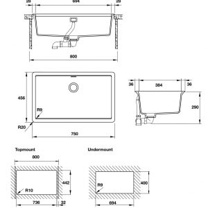 bản vẽ kỹ thuật chậu đá hafele ANTONIOUS HS-GS7545