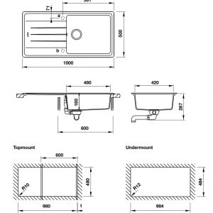 bản vẽ kỹ thuật chậu đá hafele ANTONIOUS HS-GSD10050