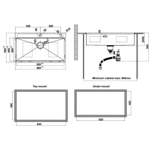 chậu rửa chén inox hafele WS R10 HS24-SSN1S-8650 SILVER 567.20.637 image 3